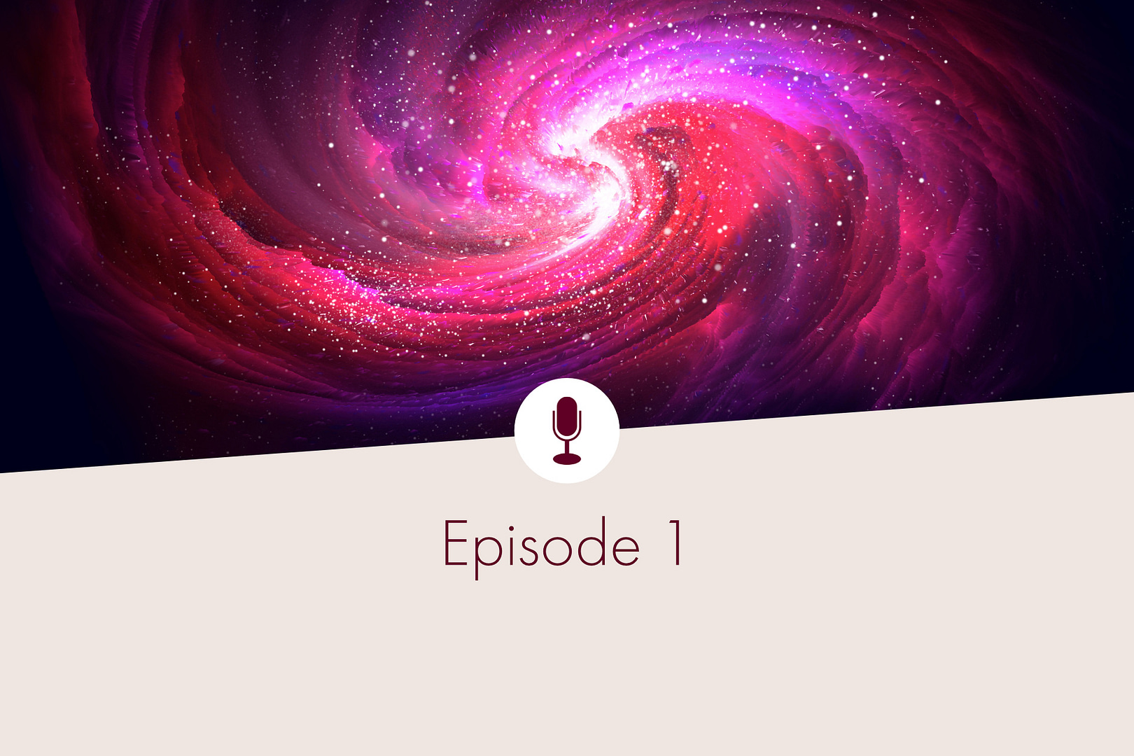 Pink cosmic vortex, captions "Episode 1"